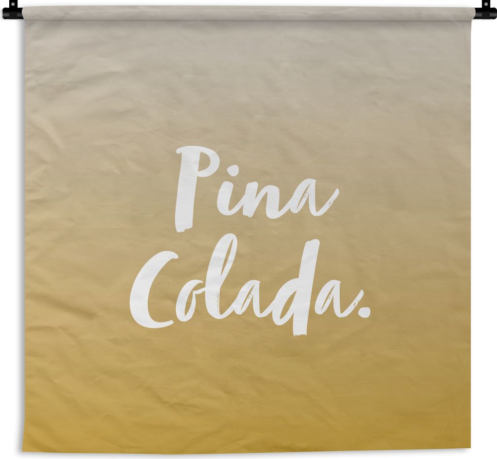 MuchoWow Wandteppich Wandbehang Cocktail - Zitate - Pina Colada - Text 60x60 cm Tapisserie Dekoration Wandtuch - Dekorationen - Wand Decke