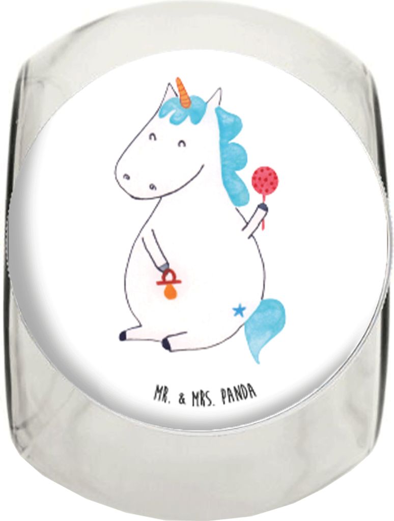 Mr. & Mrs. Panda gewürzglas Einhorn Baby XL 2000ml - Weiß - Geschenk, Mutter, Bonboniere, Unicorn, Schnuller, Vorratsdose, Vorratsglas, Süßigke...