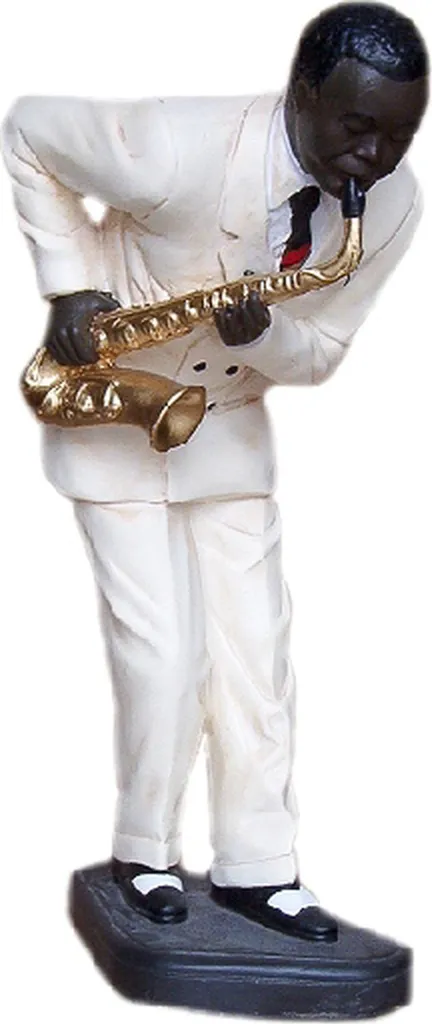 Figurine Saxophone Finition Artisanale - Statue Déco Design 40 cm Or