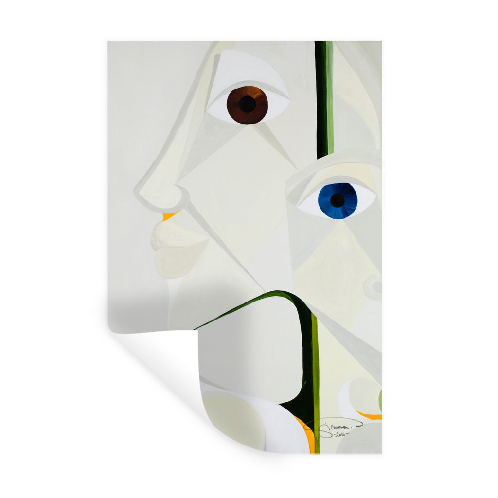 MuchoWow Wandtattoo Wandsticker Wandaufkleber Gesichter - Augen - Weiß - Abstrakt 40x60 cm Selbstklebend und Repositionierbar - Wierderverwendba...