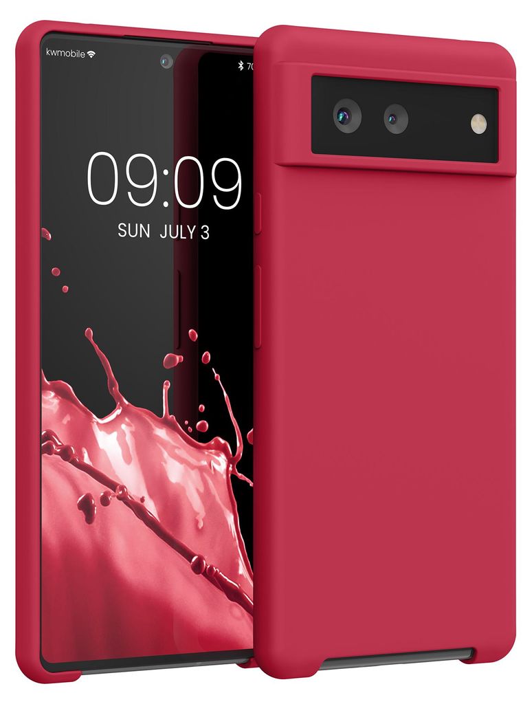 kwmobile Handyhülle für Google Pixel 6 Hülle - Case Silikon - Kabelloses Laden - Schutzhülle Cover in Sweet Cherry