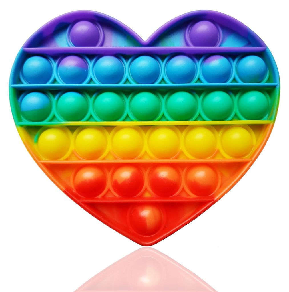 Fidget Toy Push Pop Bubble - Anti Stress Spielzeug - Herz Regenbogen