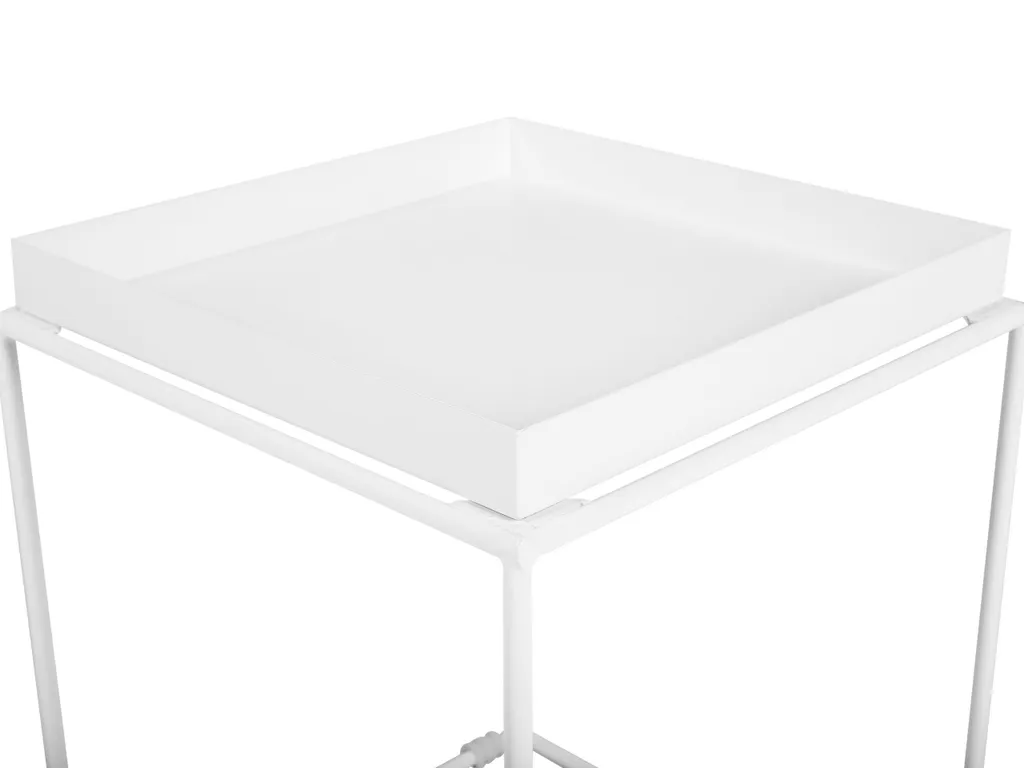 BELIANI Table d'appoint blanche 40x40 cm en métal poudré design carré