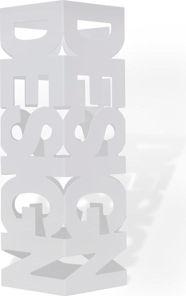 vidaXL Schirmhalter Schirmständer Gehstöcke Stahl weiß quadratisch 48,5 cm