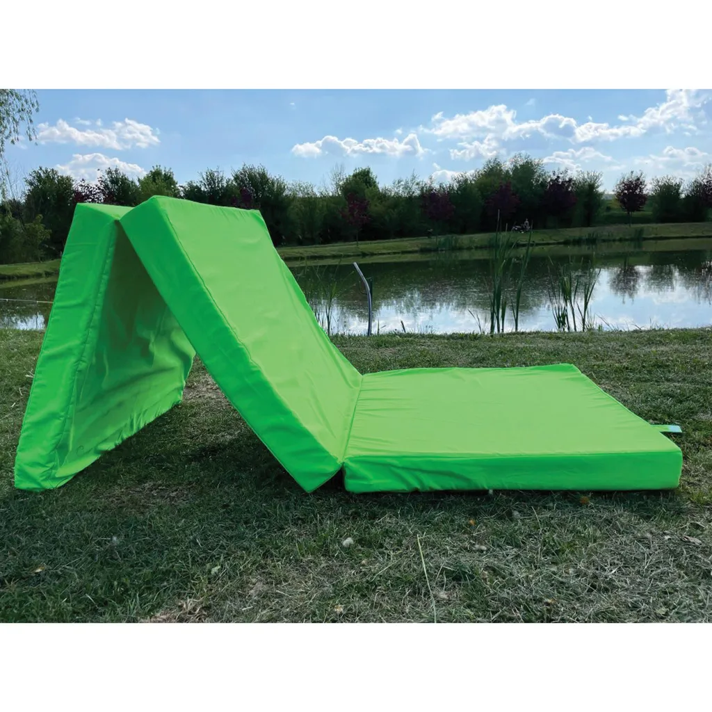 Matelas pliant de voyage Happy Party vert néon pour camping et amis