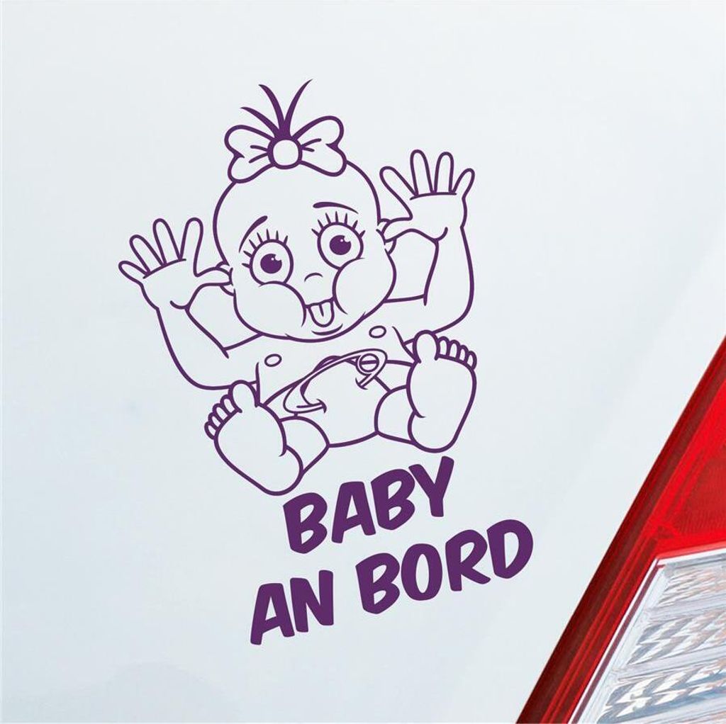 Auto Aufkleber Baby an Bord on Tour 20x30 cm Lila Sticker Heckscheibenaufkleber