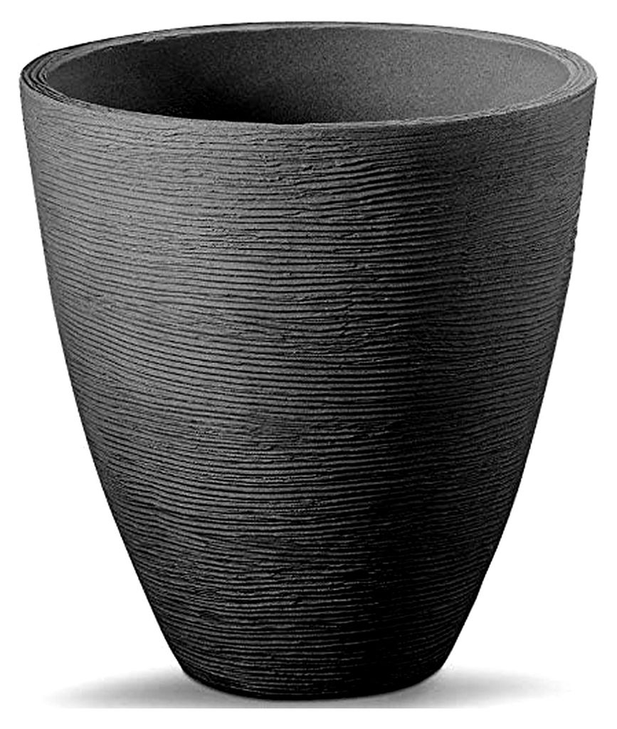 Blumenkübel im Rillendesign - 39 x 42 cm - Kunststoff Pflanzkübel rund für Innen und Außen (Anthrazit)