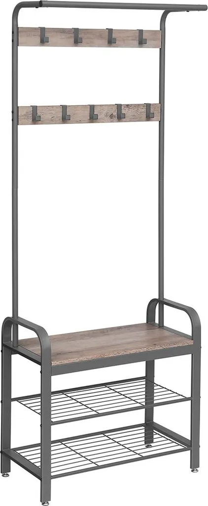 Portemanteau anti-basculement 183 cm gris-beige solide pour toute la famille
