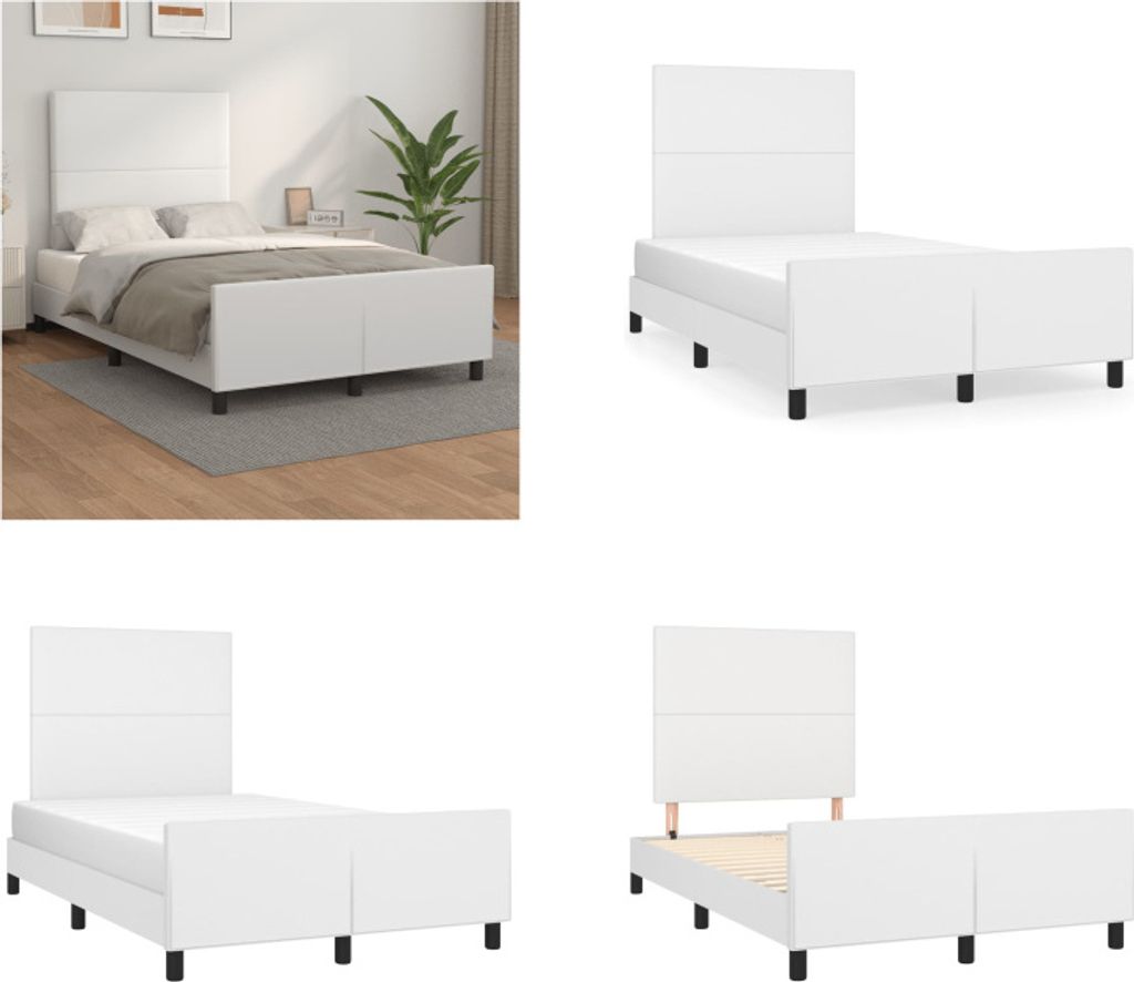 vidaXL Bettgestell mit Kopfteil Weiß 120x200 cm Kunstleder - Bettgestell Mit Kopfteil - Bettgestelle Mit Kopfteile - Bett Mit Kopfteil - Bettrahme...