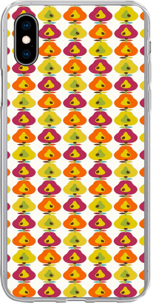 MuchoWow Handyhülle Schutzhülle Hülle für Telefoonhoesje iPhone Xs Retro - Design - Birne - Obst Silikon Softcase Handy Hülle - Handytasche