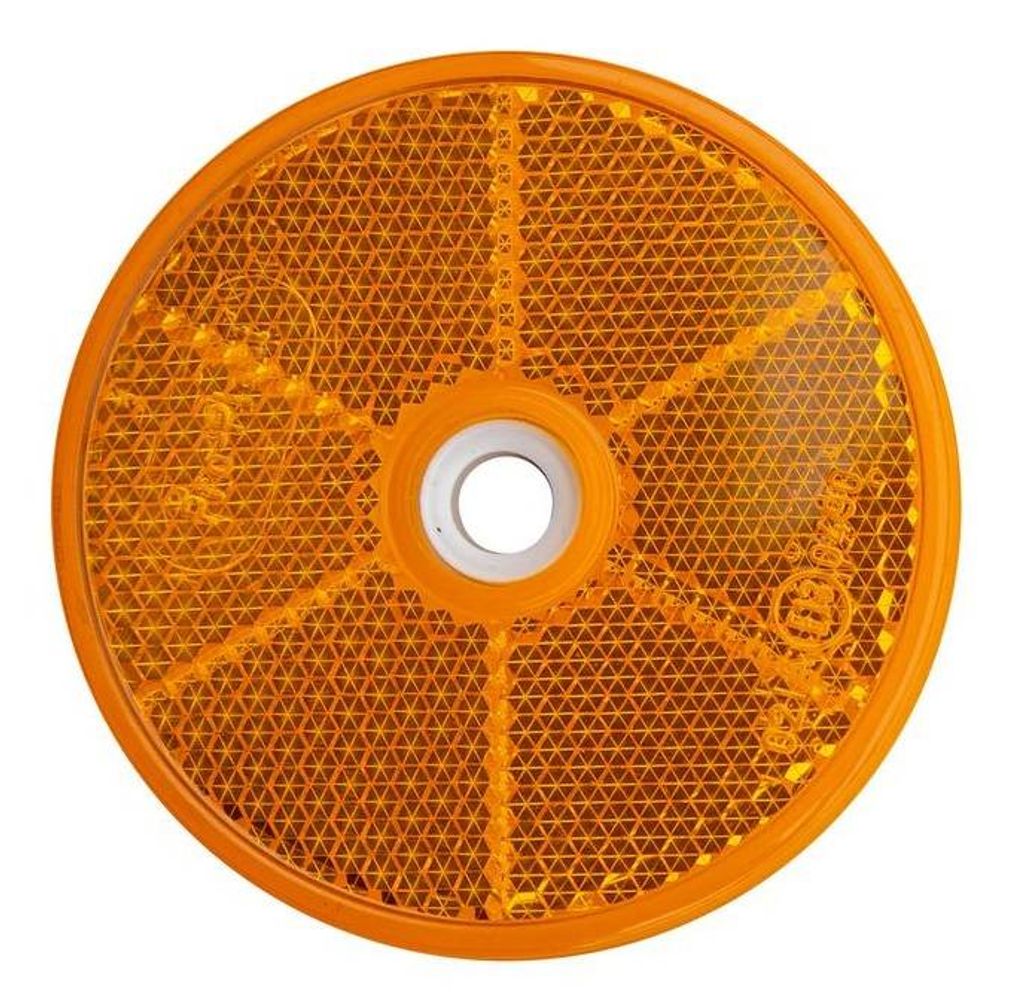 Okrúhla odrazka, priemer 60 mm, oranžová s otvorom Obrázok produktu 