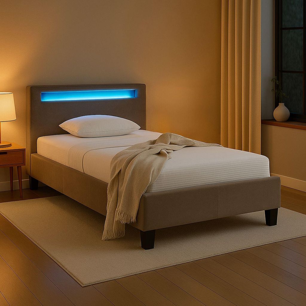 Polsterbett BAGO 90 x 200 cm, inkl LED Beleuchtung - Produktbild 