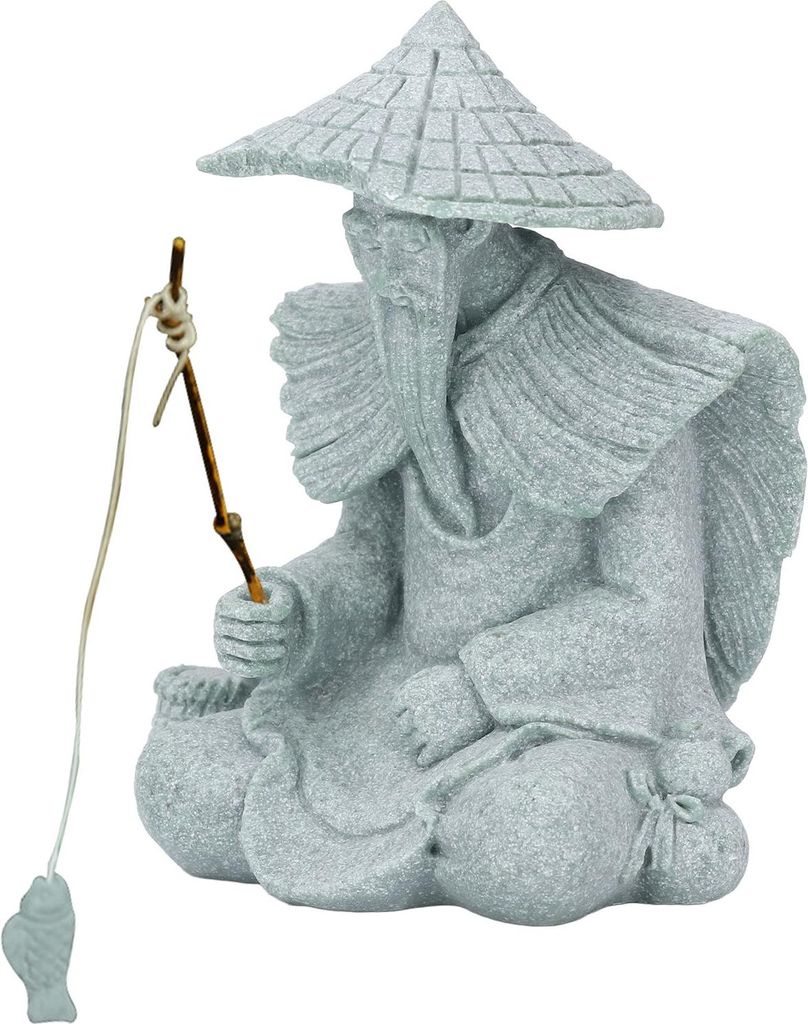 Fisherman Statue sitzt und fischt alte Mann Figur kleiner Schreibtischverzierung für Schrank Wohnzimmer Bürodekoration