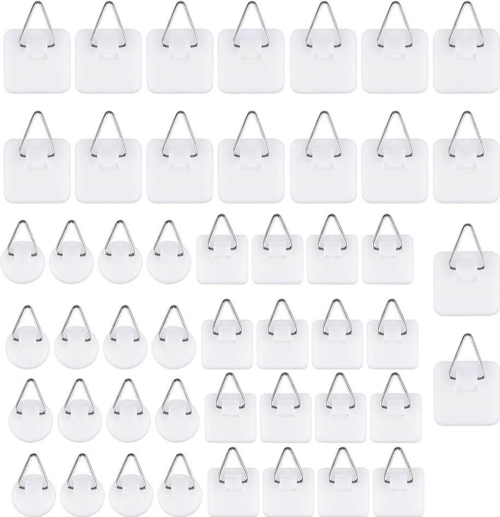 48 Stück Bilderhaken Selbstklebend, Bildaufhänger mit Drei Formen, Bildaufhänger Selbstklebend zum kleben, klebenagel für bilderrahmen