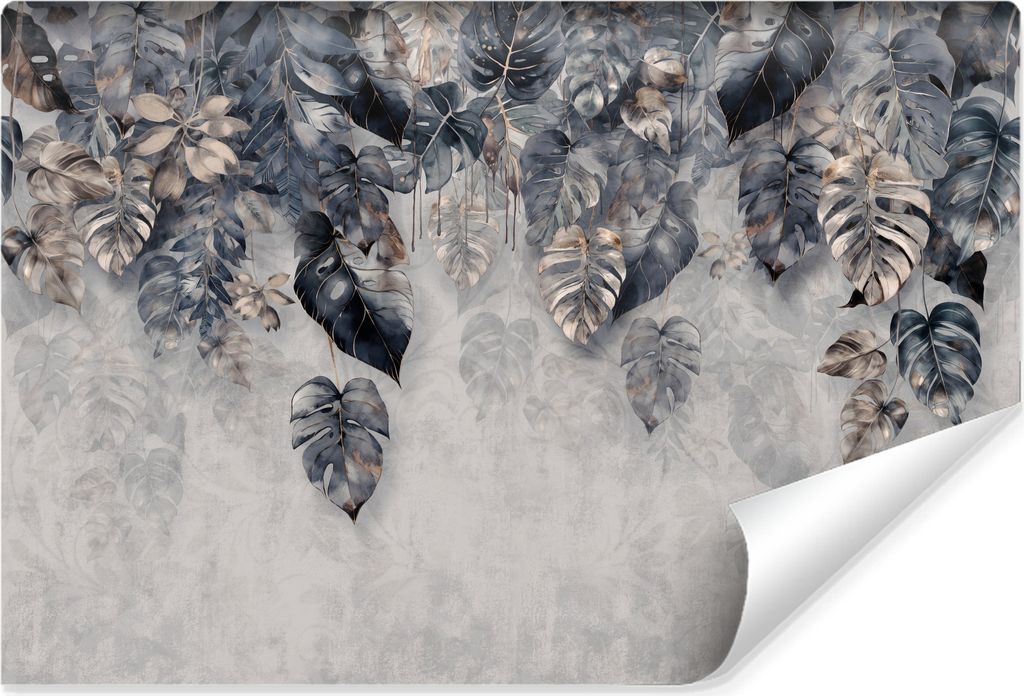 Muralo Vlies Fototapete für Wohnzimmer tropische BLÄTTER Pflanzen Natur Beton-Optik Br. 300cm x Hö. 210cm