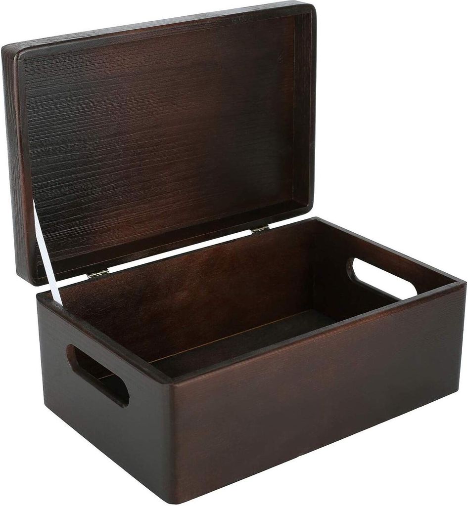 Creative Deco Hnedá drevená škatuľa s vekom | 30 x 20 x 14 Obrázok produktu 
