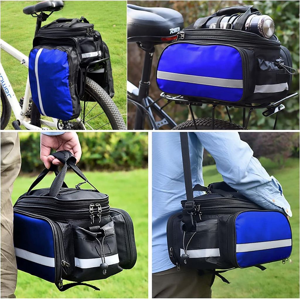Multifunktionale Wasserdichte Fahrradtasche 27L - Reißfeste Hintertasche mit Schultergurt und Regenhülle