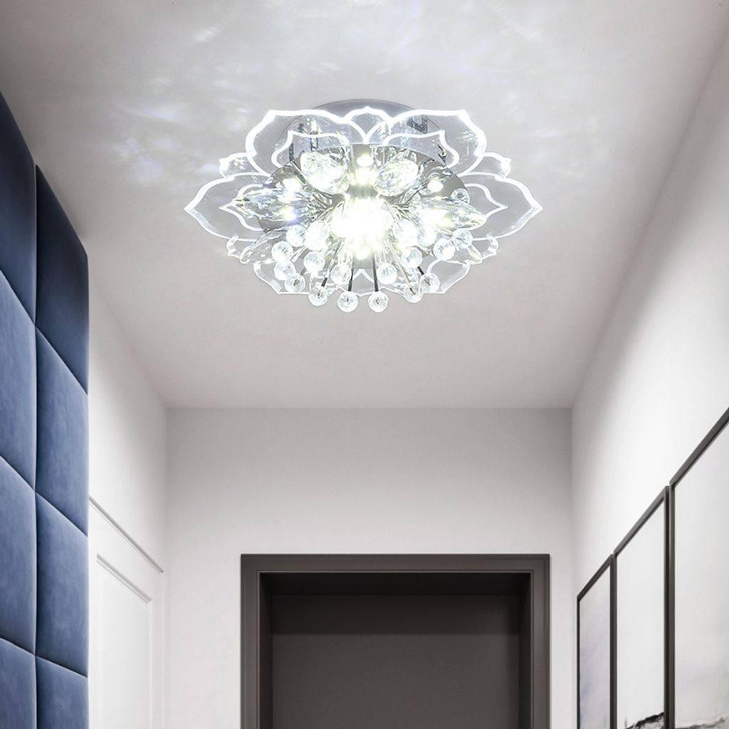 LED Decken Leuchte Wohn-Ess-Zimmer Beleuchtung Chrom Lampe Glas Kristalle WOFI 