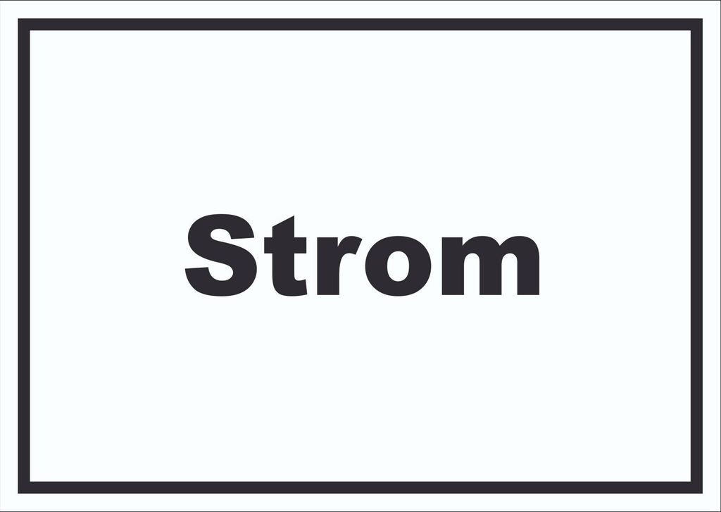 Strom Schild mit Text Anschluss waagerecht A1 Rückseite selbstklebend