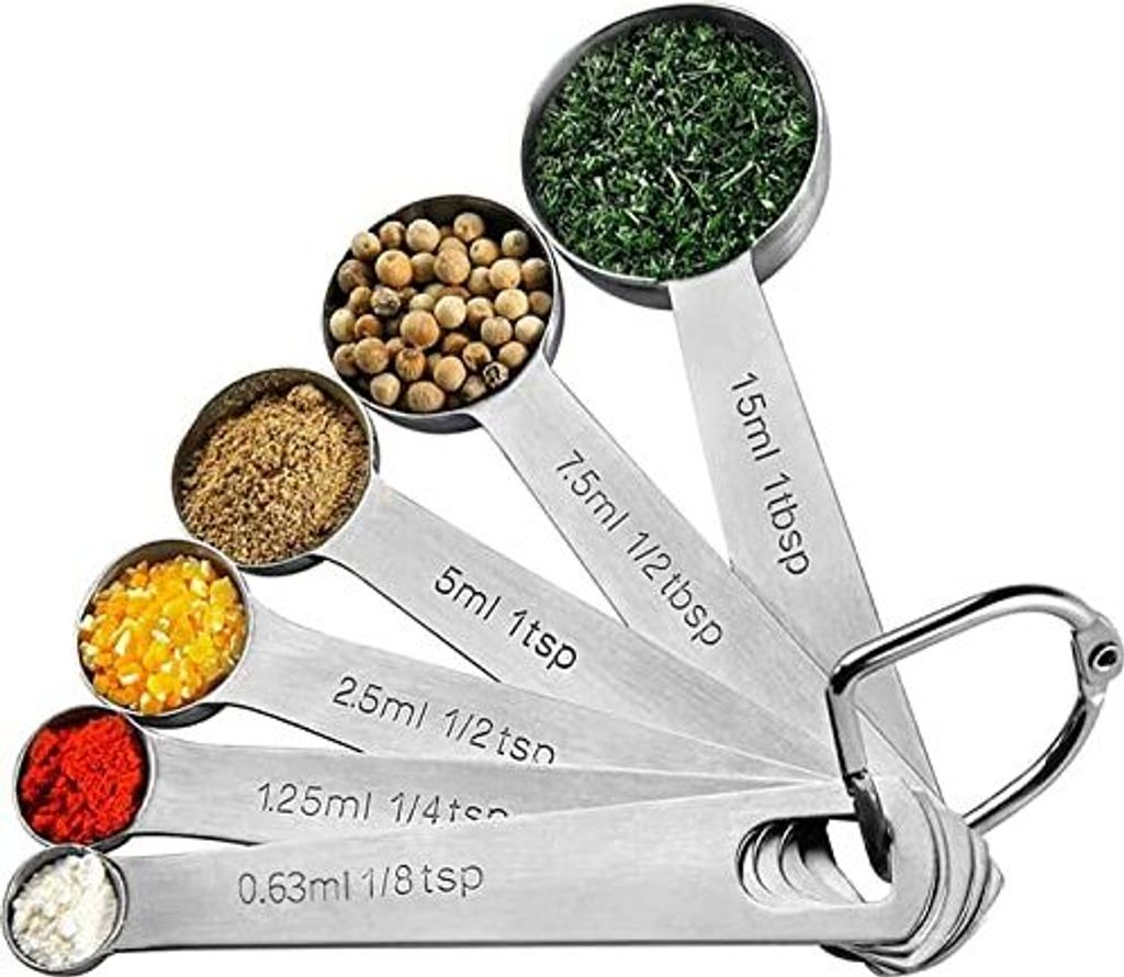 Messung des Löffel Set Edelstahl Tee Löffel 6 Stück Tasse kleine Maßstab, 6-teilige Gewürze Esslöffel Dosierungsgläser Trocknungsrationen Fl...