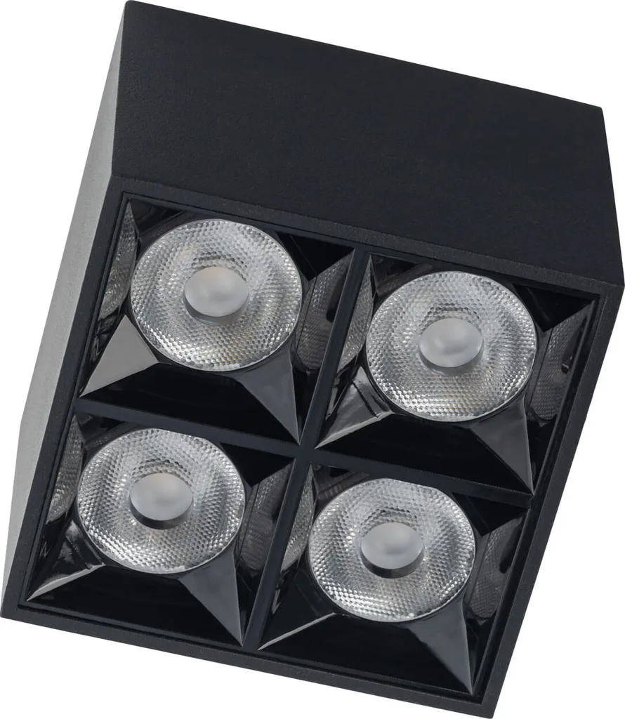 Plafonnier Spot LED Carré Noir 16W en Aluminium pour Intérieur Design