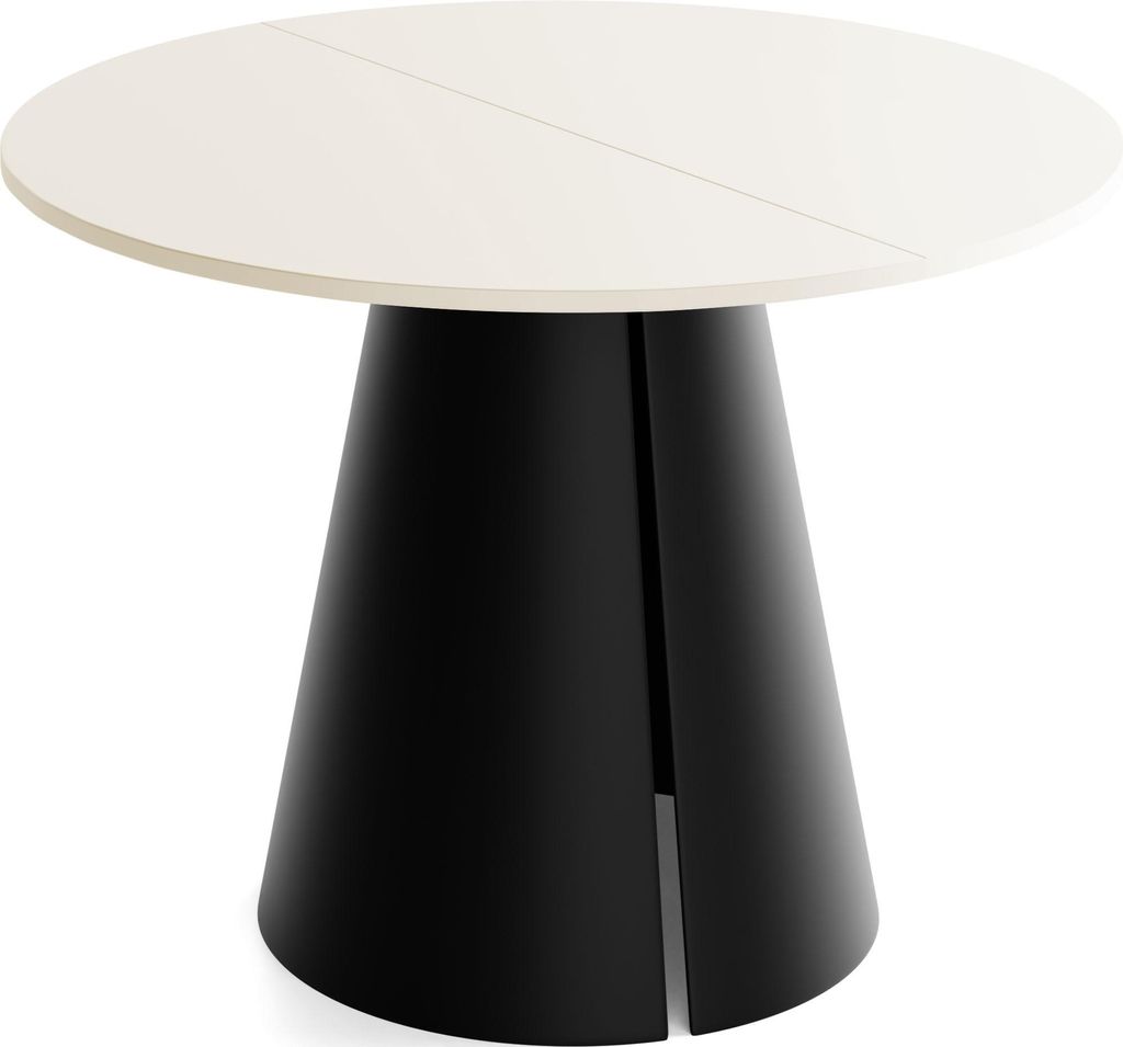 Esstisch Rund Ausziehbar im Loft-Stil – 120 bis 200 cm – Industrieller Platzsparender Tisch mit Schwarzen Konischem Metallbeinen für 6 bis 10 ...