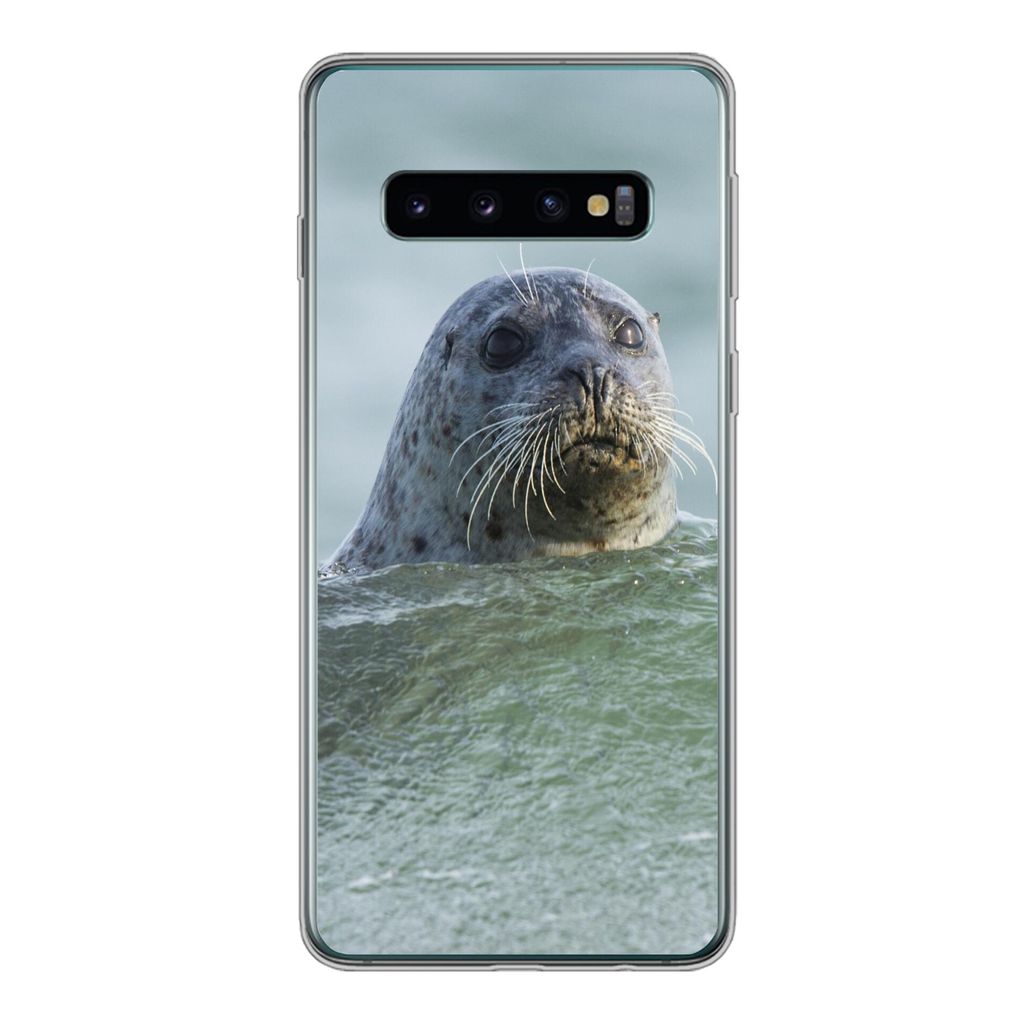 MuchoWow Handyhülle Schutzhülle Hülle für Samsung Galaxy S10 Nordsee - Seehund - Wasser Silikon Softcase Handy Hülle - Handytasche