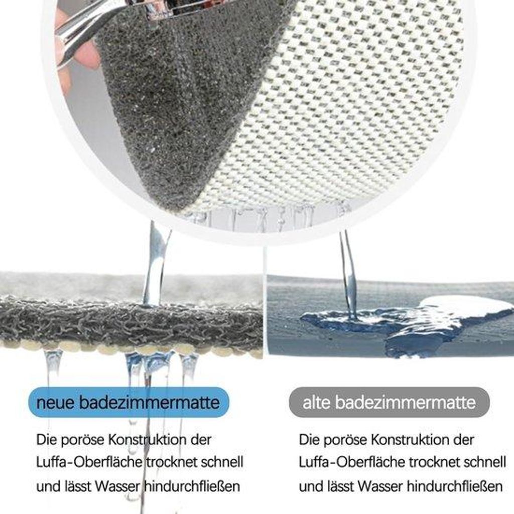 Luffa-Tuchmat 60 x 60 cm antislip zacht comfort douchemat für Familien und Senioren