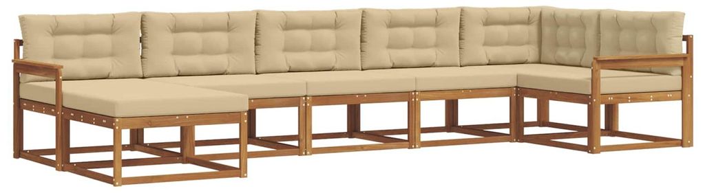 Hochwertigen Möbel Outdoor-Sofa garnitur moderne - Balkonmöbel/Gartenlounge-Set - robust und langlebig - mit Kissen 7 pcs Natur und Beige - Garte...