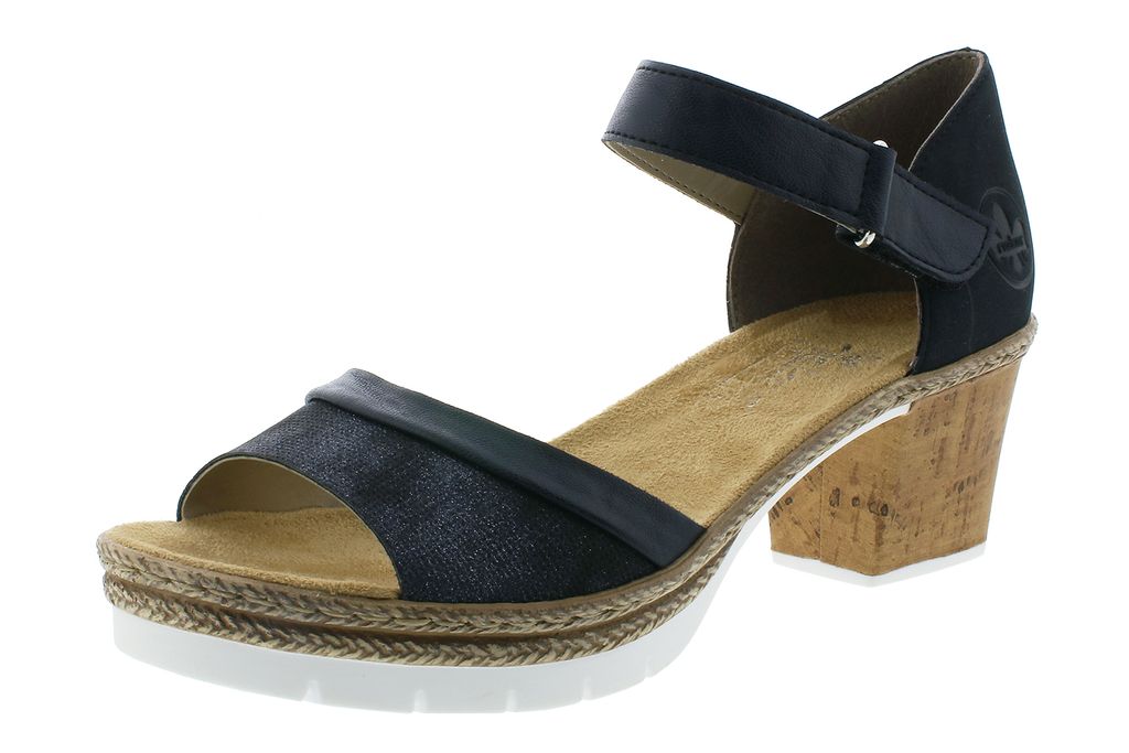 Rieker V29A6-14 Damen Sandaletten Plateau Sandalen geschlossene Ferse, Größe:41 EU, Farbe:Blau