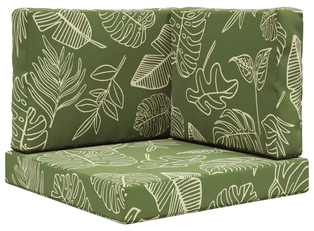 (Robust Möbel)Sofakissen für draußen modern - robust und langlebig - 3 pcs Blattdesign Polyester - Gartenmöbelauflagen Stilvoll436714