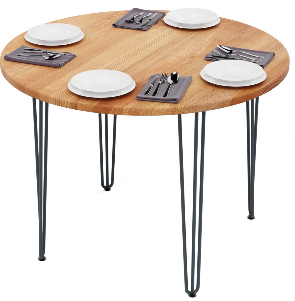 LAMO Manufaktur Esstisch rund 100 cm | Wohnzimmertisch Holz, Bistrotisch | Runder Tisch für Küche, Restaurant | Stärke: 28mm, Farbe: Dunkel, Bei...