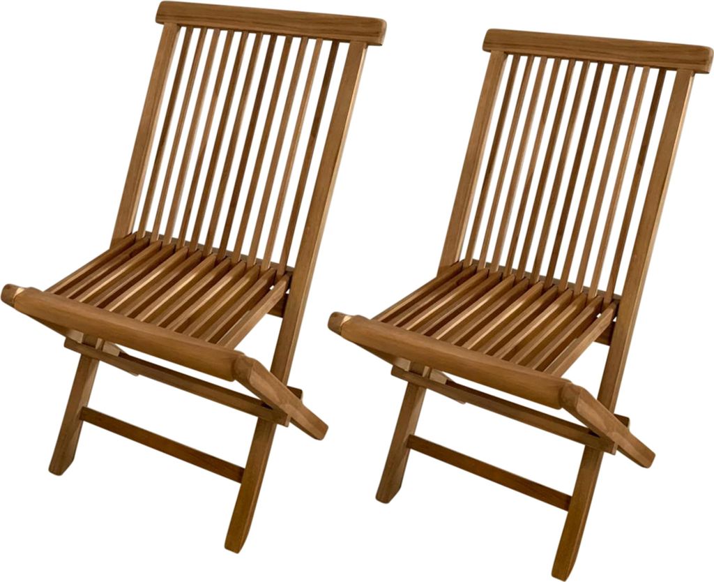 AXI Mina Gartenstuhl 2er Set Klappbar aus Teak Holz | 2 Stück Gartenstühle Faltbar aus Teakholz | Stuhl / Klappstuhl / Klappsessel für Garten / ...