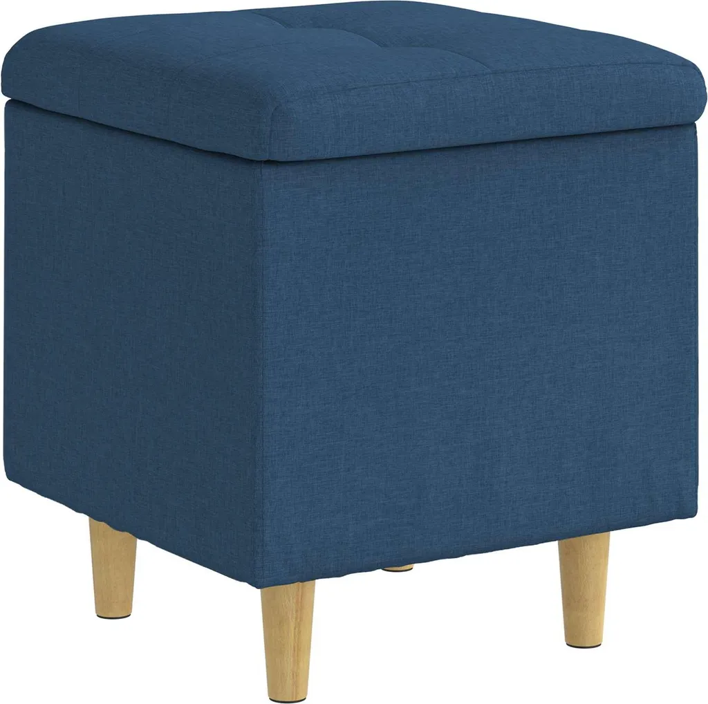 Sgabello Contenitore Blu vidaXL 40 cm - Pouf in Tessuto con Cuscino