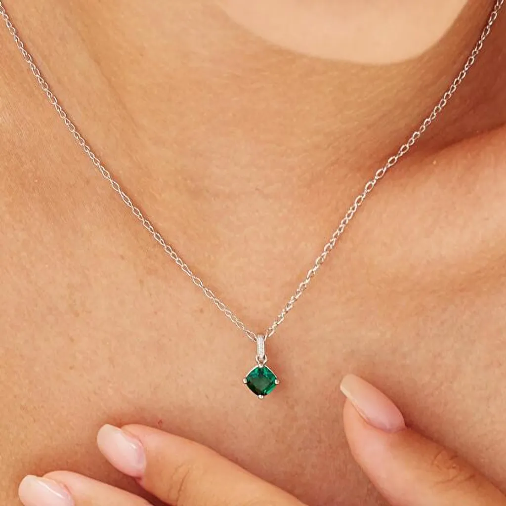 Collier pendentif zircon vert et argent 925 Fancy Life Green pour femme