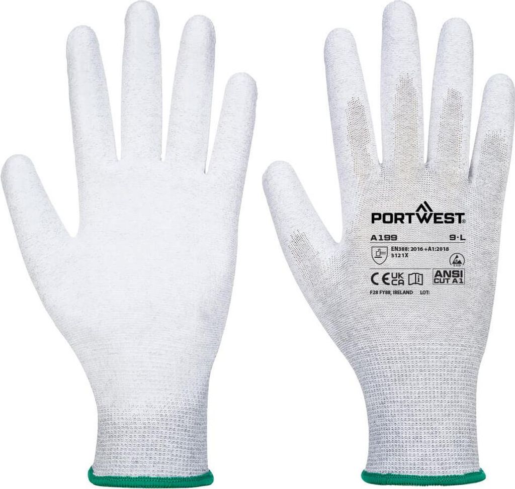Portwest Antistatische Polyurethan-Handschuhe XXL mit Palmenschutz, 12 Stück
