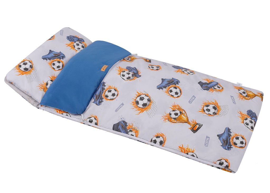 Kindergartenschlafsack für Jungen 120x60 | Kinderschlafsack mit Kissen für Kita & Übernachtung | Weiche Schlafrille Jungs | Design:Autos