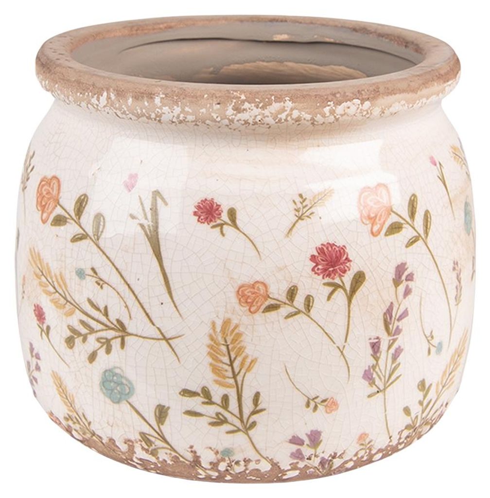 Clayre & Eef Blumentopf Ø 15x13 cm Rosa Beige Keramik Produktbild 