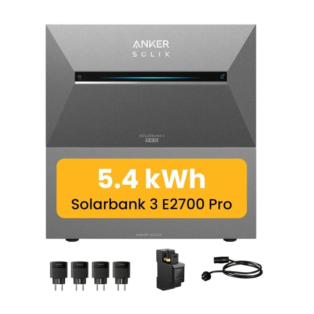 Balkonkraftwerk Speicher 5,4 kWh, Anker SOLIX Solarbank 3 E2700 Pro mit BP2700 Akku x1 inkl. Anker Smarten Zähler und Smart Plugs für Balkonkraft...