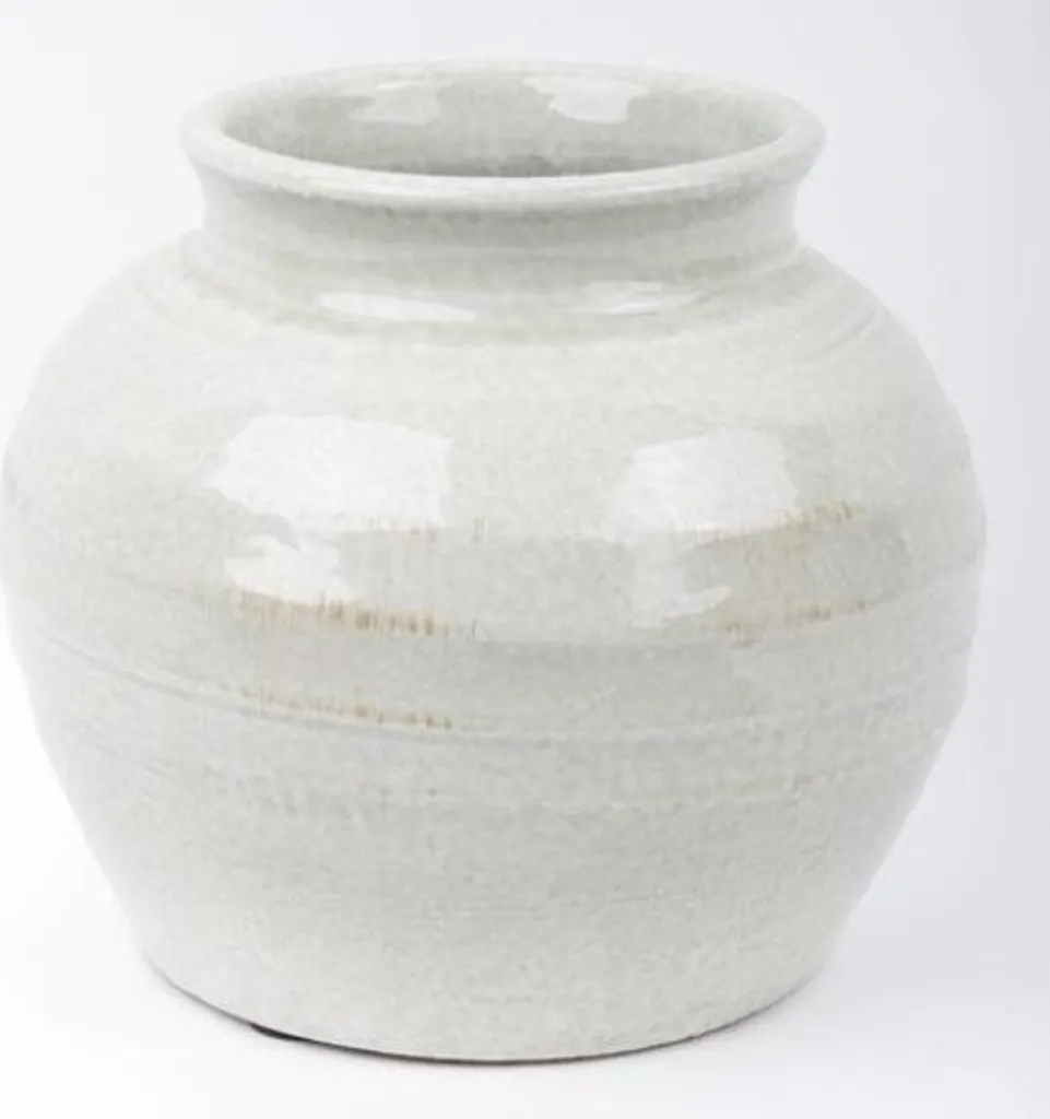 Vase Chinois Stable en Céramique - Déco Moderne Gris Pierre Anti-Rayure