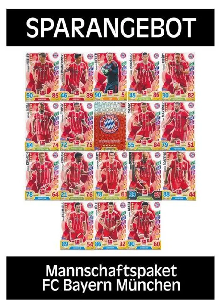 Cartes Match Attax 2017-18 FC Bayern München Set de Collection