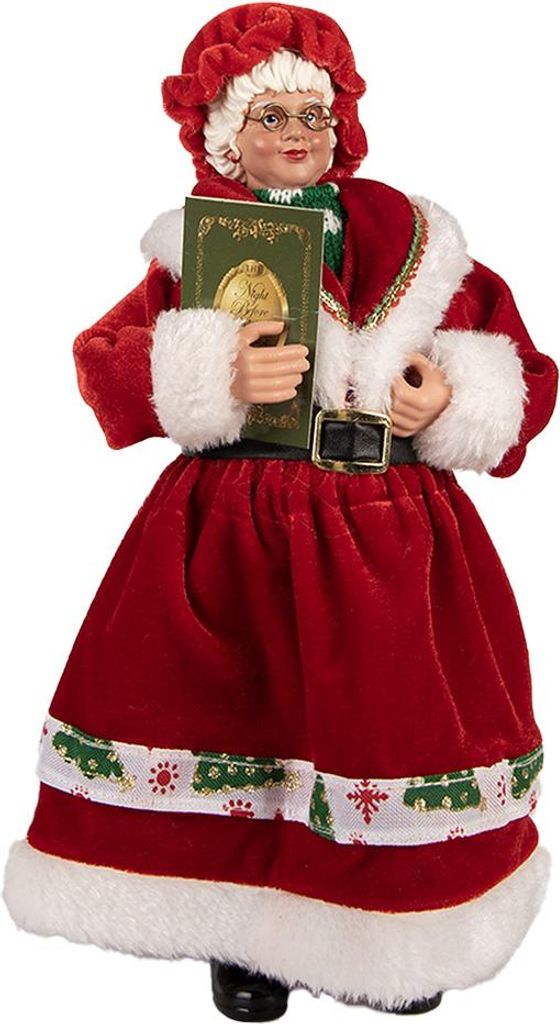 Clayre & Eef Weihnachtsdekorationsfigur 14x10x28 cm Rot Textil