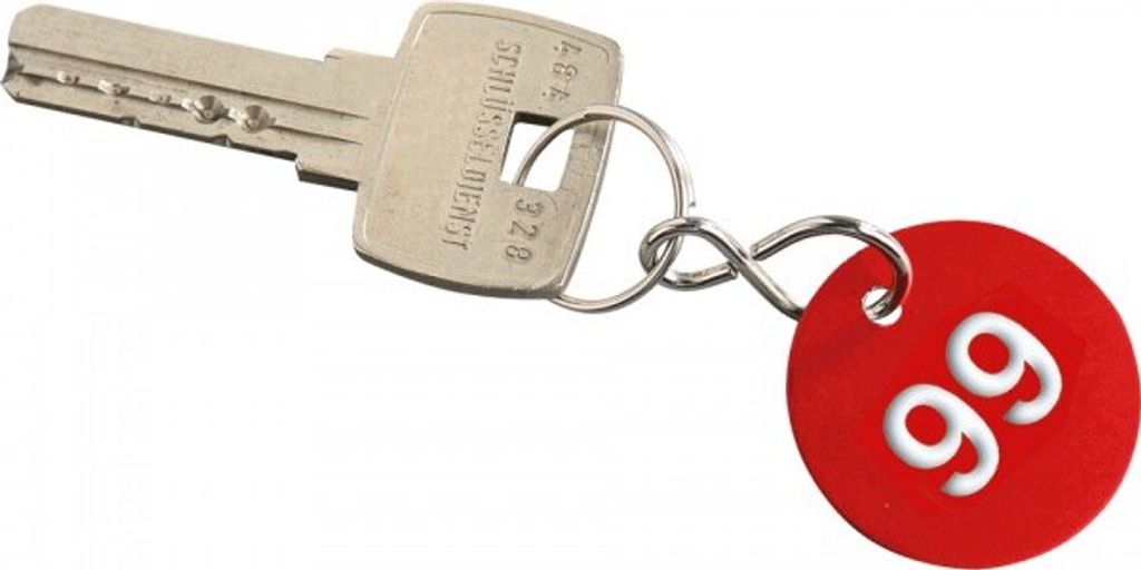 Kennzeichnungsmarken 1-100, fortlaufend numeriert, rot, Aluminium, Ø30mm, 100/VE