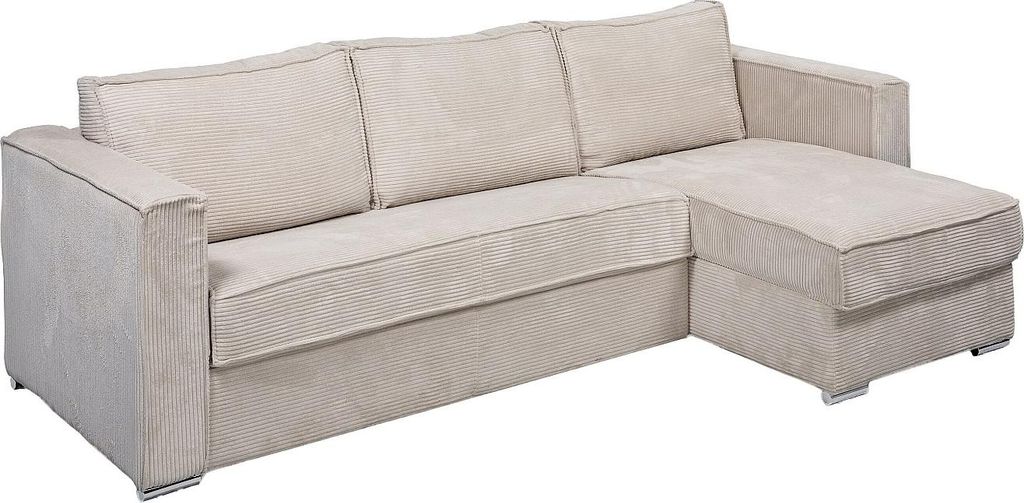 Doppelseitiges Schlafsofa express in beigem Cord - Liegefläche 140 cm - Matratze 22 cm mit Formgedächtnis - LORETO