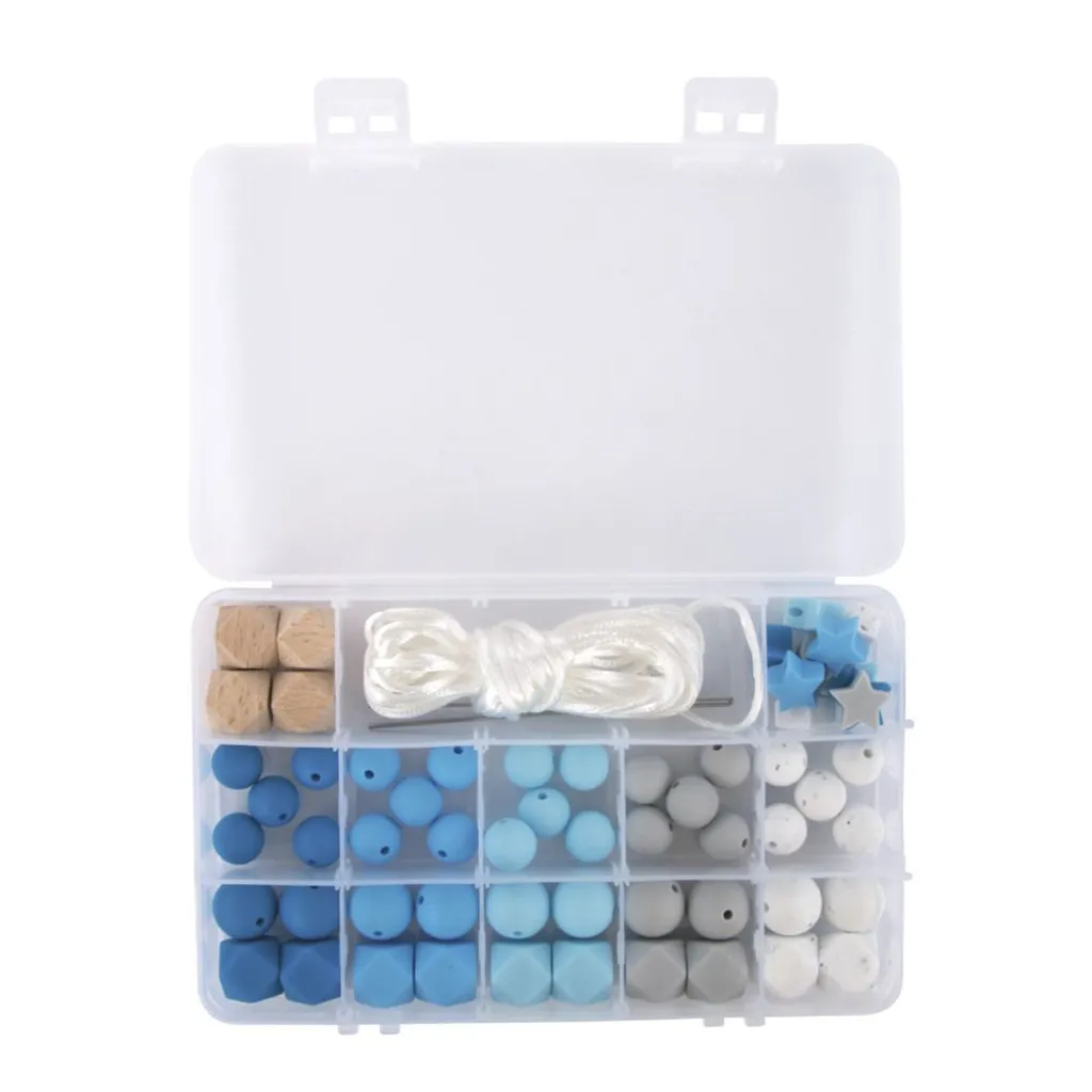 Rangement perles en silicone Bleu de 12 compartiments pour accessoires
