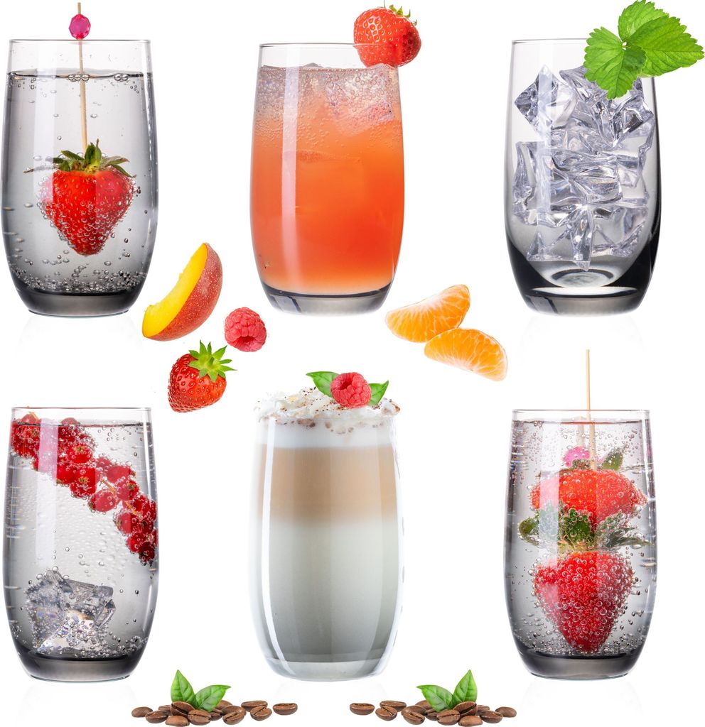 PLATINUX Elegante Ombré Trinkgläser aus Glas Schwarz 280ml Produktbild 
