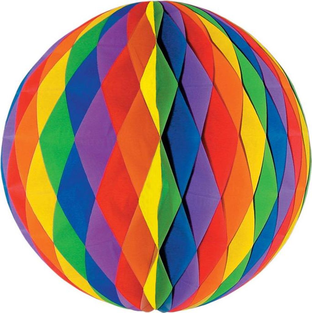 Maxi Wabenball Regenbogen 80 cm, schwer entflammbar