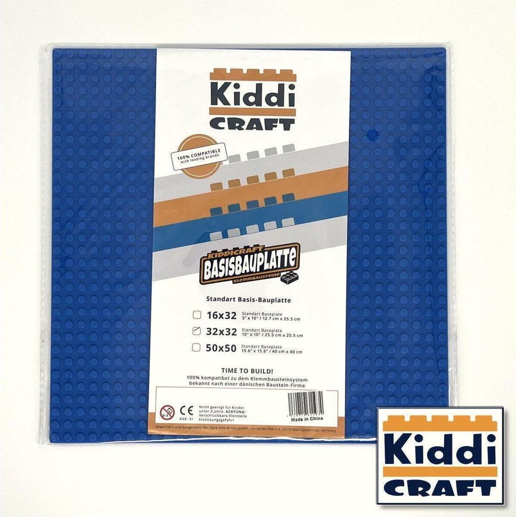 Grundplatte 32x32 Noppen Blau kompatibel für Klemmbausteine