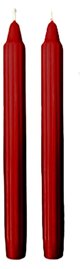 Dorische Kerzen für Kerzenhalter, Wachs, Bordeaux, 2,2 x 25 cm