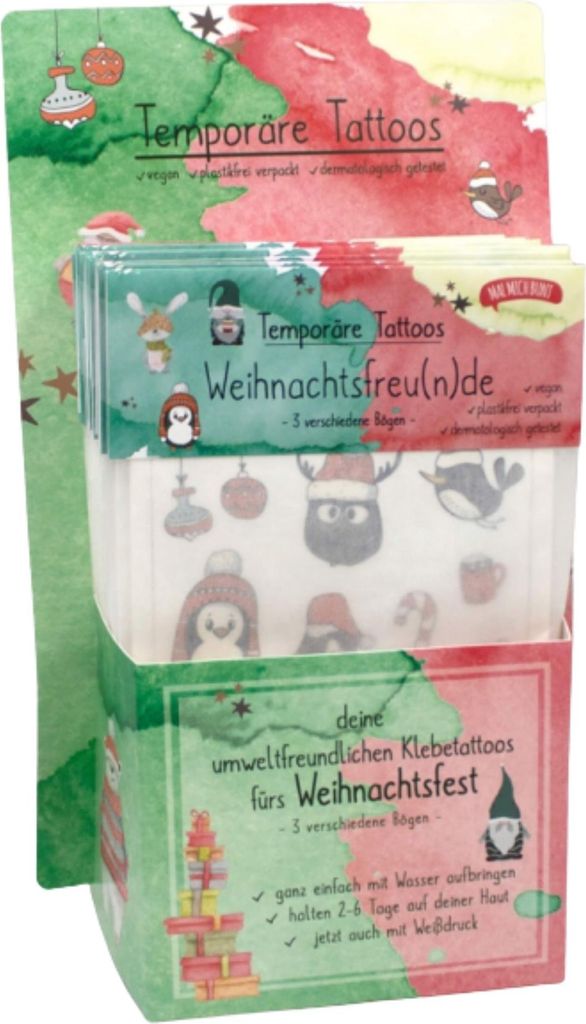 Tattoos Weihnachtsfreu(n)de 1x Display mit 18 Stück